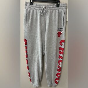 Chicago Bulls NBA Gray Fleece Jogger Sweatpants Men’s Large EUC